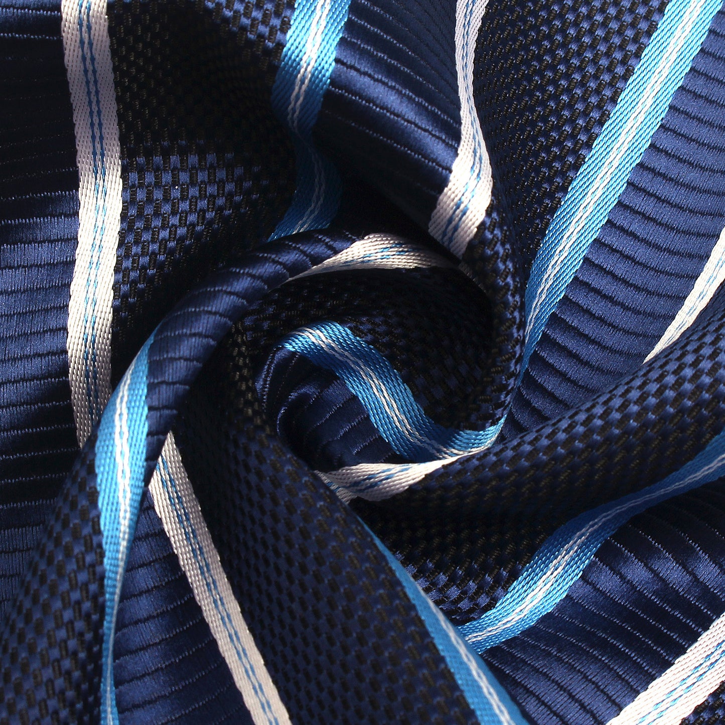 CWKOON Striped Navy Blue White Mens Tie Formal Necktie Pocket Squares Ties Clips Cufflinks Classic for Men Gift Box Set