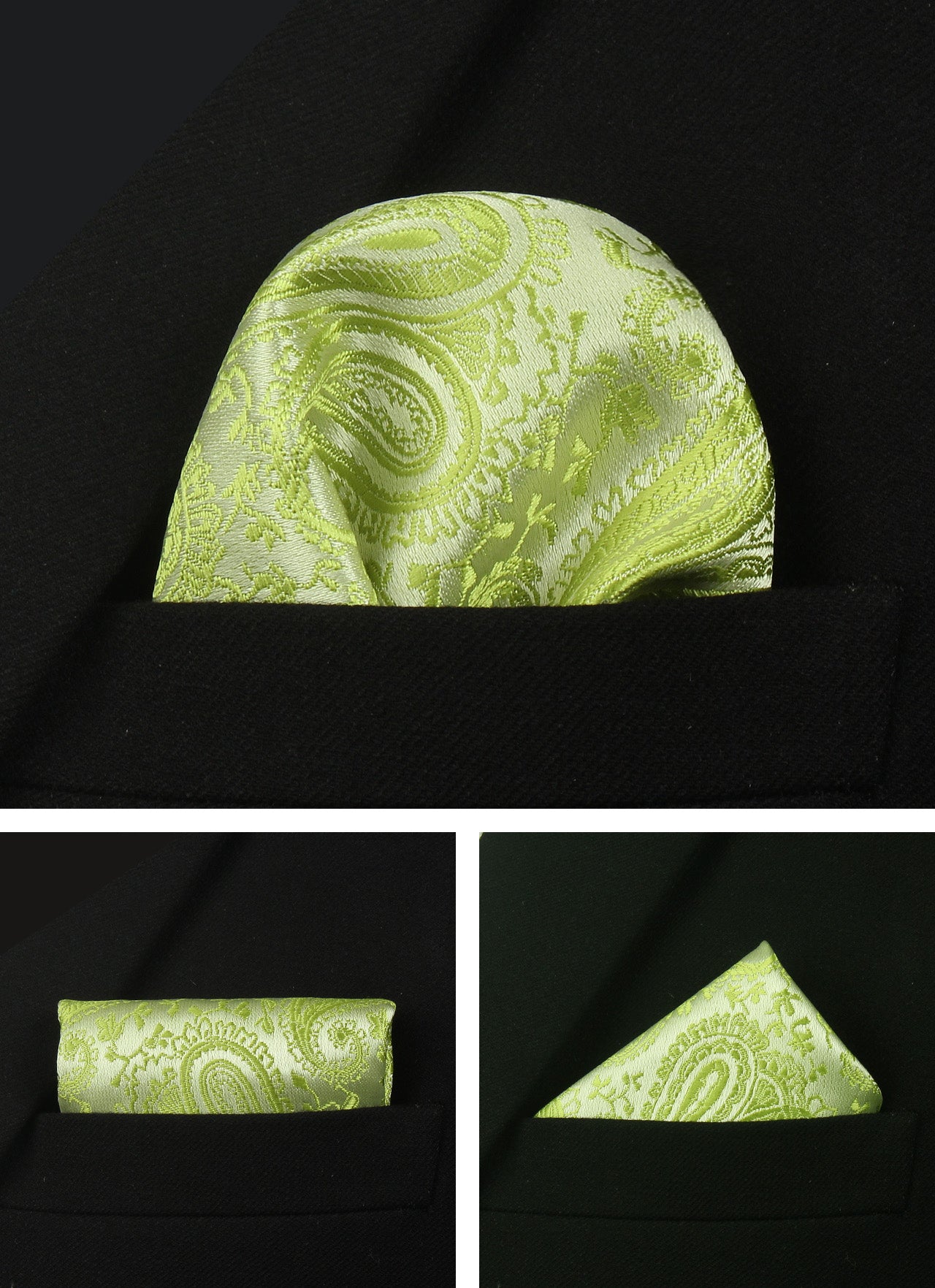 CWKOON Paisley Light Green Mens Tie Formal Necktie Pocket Squares Ties Clips Cufflinks Classic for Men Gift Box Set