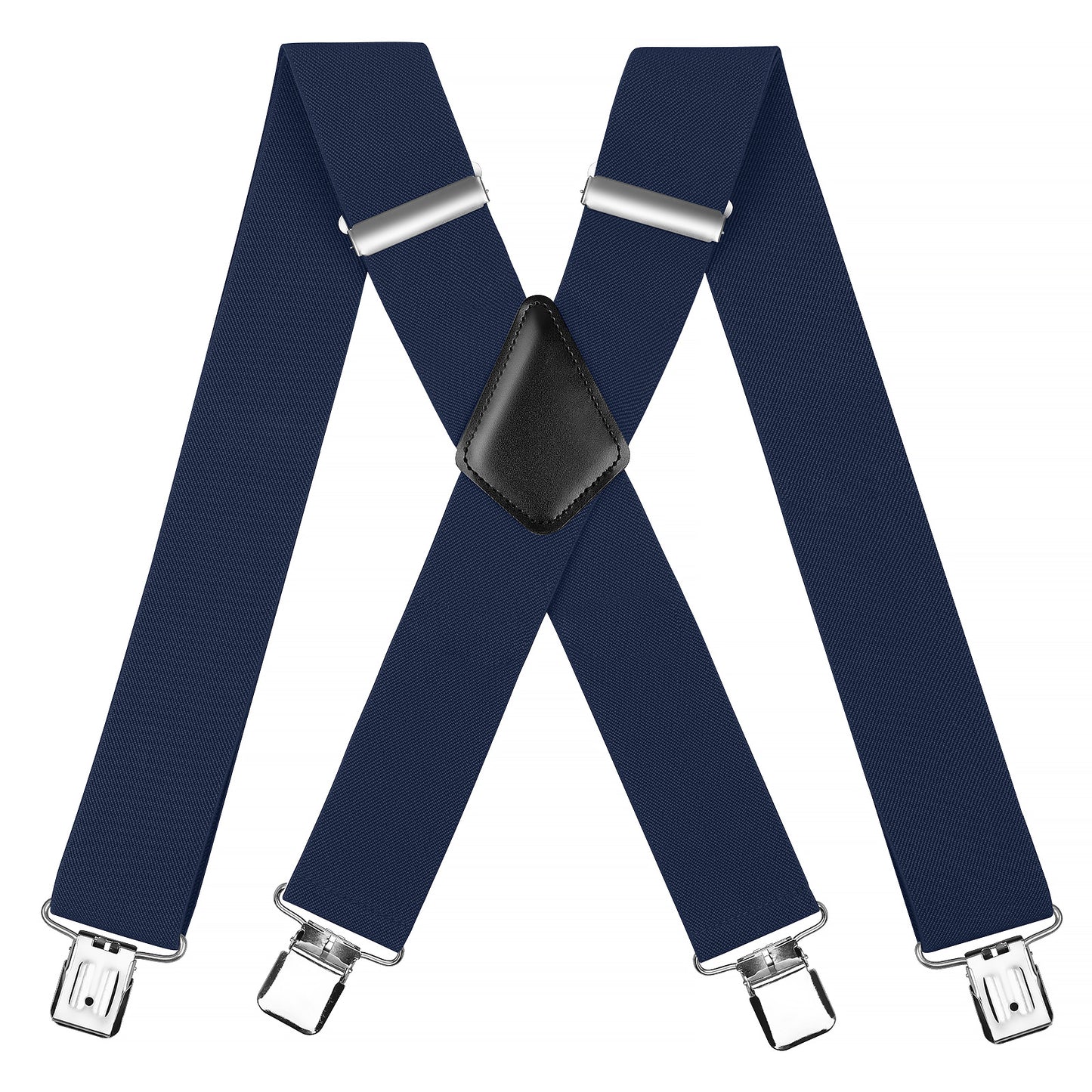 CWKOON Men's Trousers Braces with Very Strong 2 inch Wide 4 Clips Heavy Duty Suspenders for Men X Style Adjustable Suspender Blue