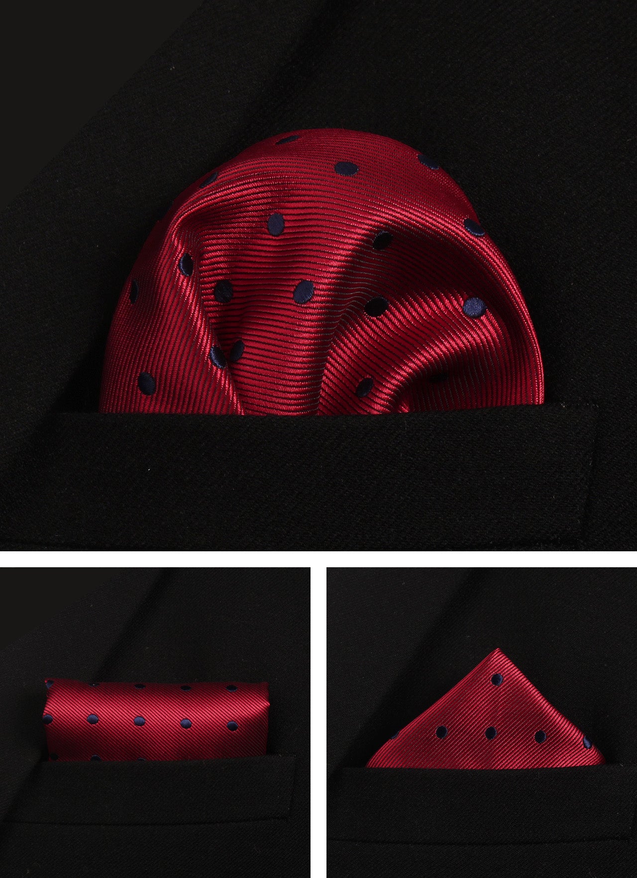 CWKOON Polka Dot Red Blue Mens Tie Formal Necktie Pocket Squares Ties Clips Cufflinks Classic for Men Gift Box Set