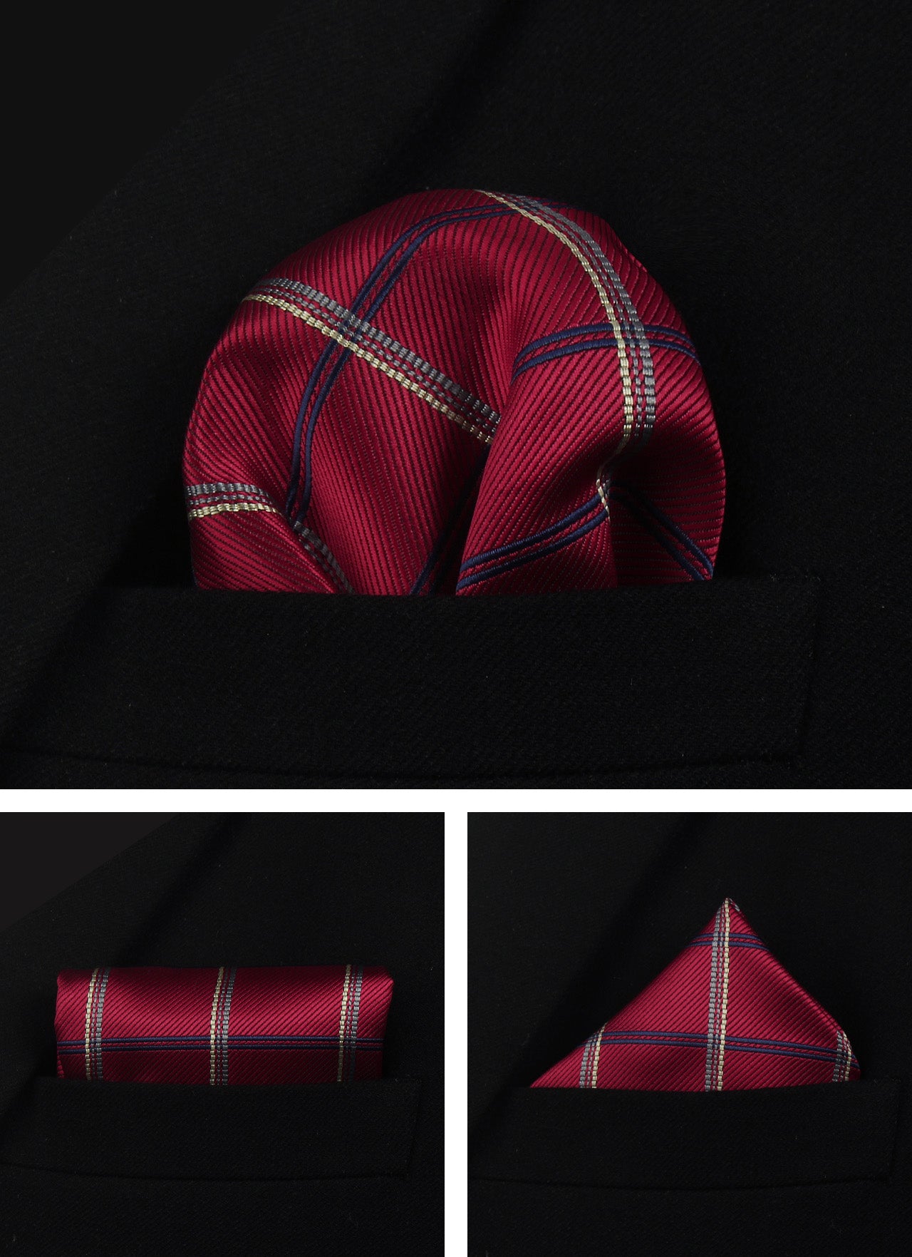 CWKOON Plaid Red White Mens Tie Formal Necktie Pocket Squares Ties Clips Cufflinks Classic for Men Gift Box Set