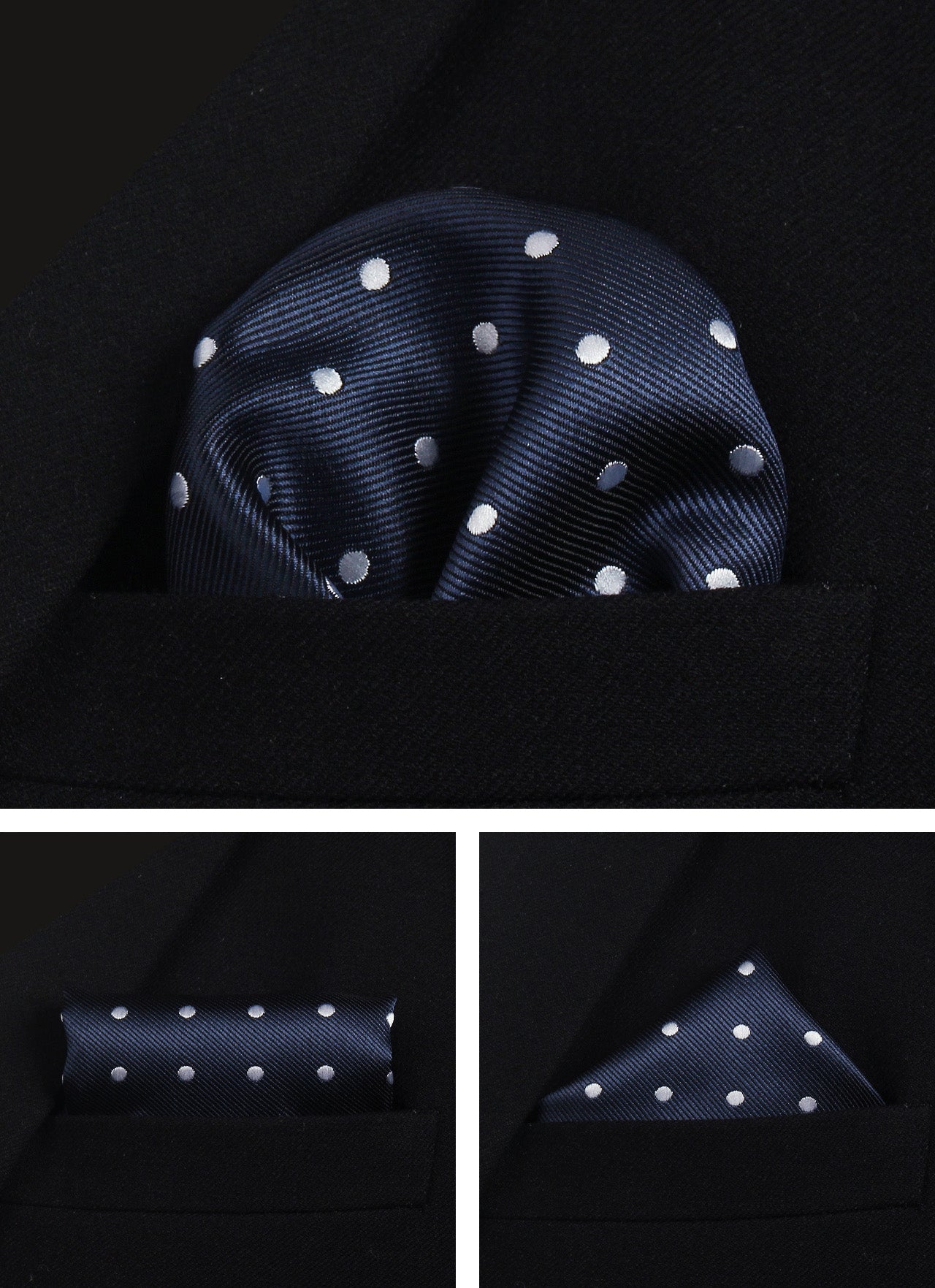 CWKOON Polka Dot Navy Blue White Mens Tie Formal Necktie Pocket Squares Ties Clips Cufflinks Classic for Men Gift Box Set