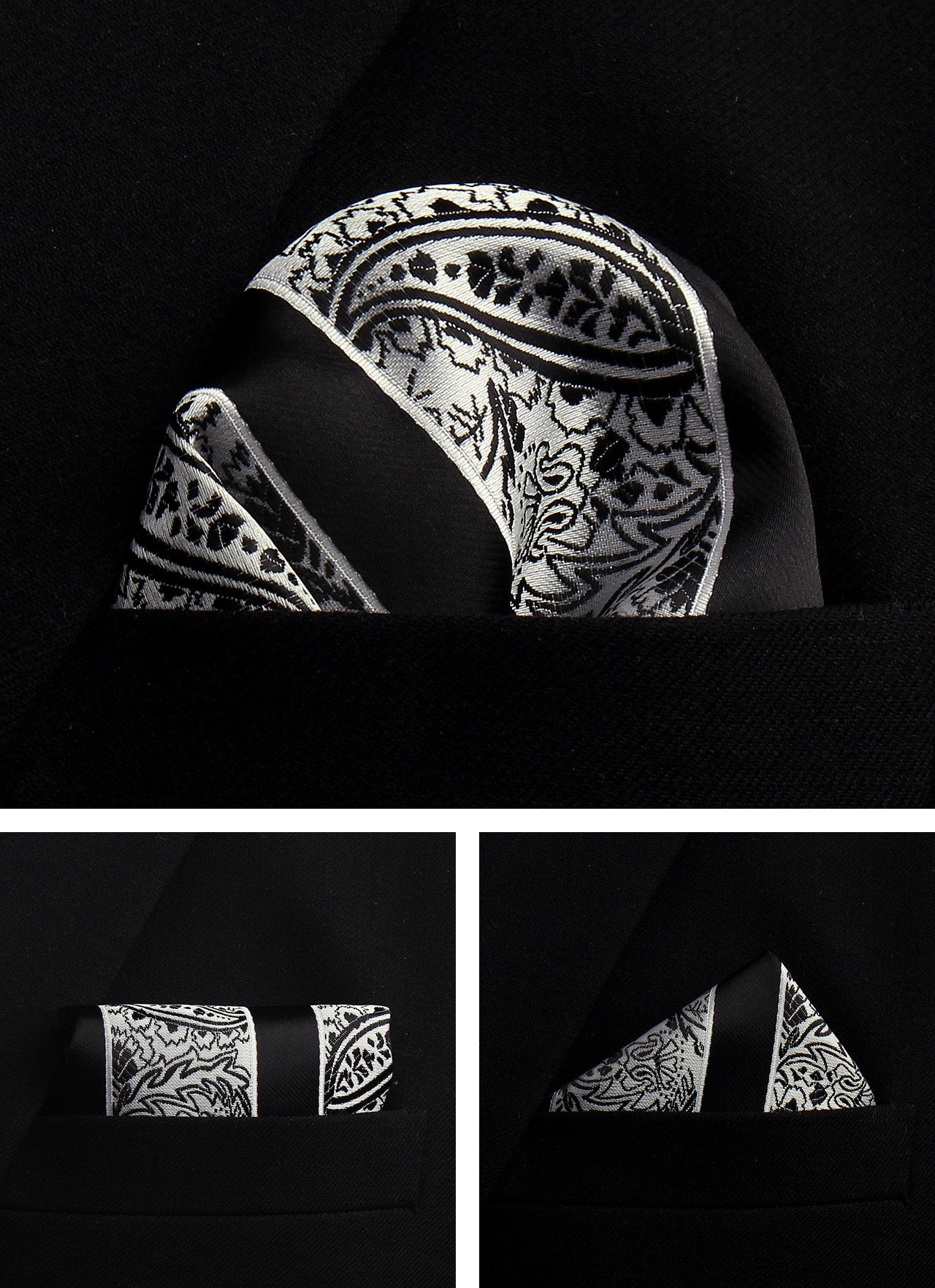 CWKOON Paisley Black White Mens Tie Formal Necktie Pocket Squares Ties Clips Cufflinks Classic for Men Gift Box Set